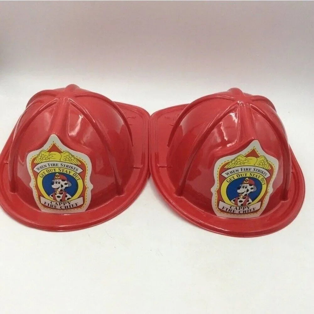 Red Plastic Paw Patrol Firefighter Marshal Chief Hat Plastic Firetrucks Lot 4